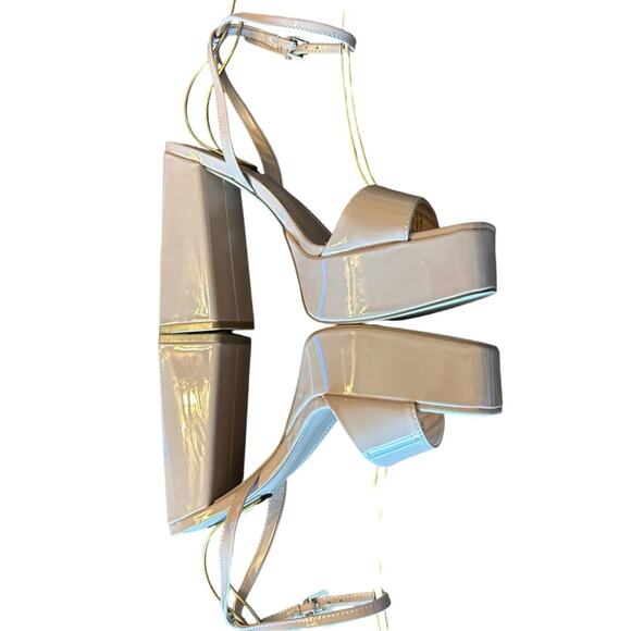 Aqua Cher Leather Ankle Strap Platform Heels Sexy Modern Uptown NEW Size 8.5 - Picture 7 of 10